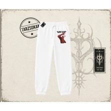 Tarzsokak Unisex Sleepy Eyes Unisex Jogger Eşofman Altı Beyaz