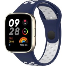 Marsilyan™- Xiaomi Redmi Watch 3 Spor Delikli Kordon (Saat Değildir) - Lacivert-Beyaz