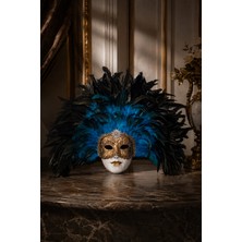 Venemask Mavi Tüylü Prenses Venedik Maskesi