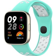 Marsilyan™- Xiaomi Redmi Watch 3 Spor Delikli Kordon (Saat Değildir) - Turkuaz-Beyaz