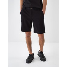 Xint Erkek Siyah Pamuk Dokulu Slim Fit Şort