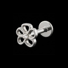 Munels Titanyum Çiçek Model Tragus Piercing - Lobe, Helix, Labret Piercing - Kısa Bar 6 mm