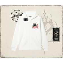 Tarzsokak Unisex Relentless Oversize Unisex Hırka & Çeket Fermuarlı Sweatshirt Beyaz