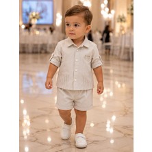 Mummys Love Erkek Çocuk Keten 3'lü Takım - %100 Doğal Pamuk - Gri