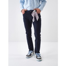 Xint Erkek Lacivert Pamuk Dokulu Slim Fit Pantolon