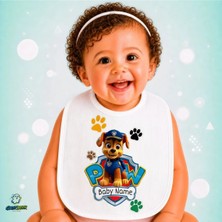 Ghostbastır Design Kişiye Özel Paw Patrol Keten Bebek Mama Önlüğü – Yumuşak, Emici, Yıkanabilir, Özel Tasarım P099