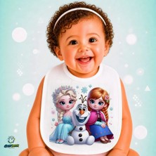 Ghostbastır Design Elsa Frozen Keten Bebek Mama Önlüğü – Yumuşak, Emici, Yıkanabilir, Özel Tasarım P054