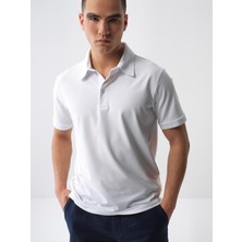 Xint Erkek Beyaz Pamuk Dokulu Slim Fit Tişört