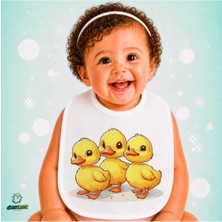 Ghostbastır Design Sevimli Ördekler Keten Bebek Mama Önlüğü – Yumuşak, Emici, Yıkanabilir, Özel Tasarım P173