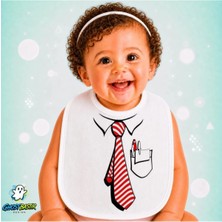Ghostbastır Design Kravatlı Keten Bebek Mama Önlüğü – Yumuşak, Emici, Yıkanabilir, Özel Tasarım P116
