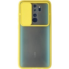 Marsilyan™- Xiaomi Redmi Note 8 Pro Kılıf Palm Buzlu Kamera Sürgülü Silikon - Sarı
