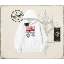 Tarzsokak Unisex Suki Fast And Furious Oversize Unisex Kapşonlu Sweatshirt Beyaz