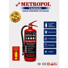Metropol Yangın 4 kg Tozlu Yangın Söndürme Tüpü Yangın Söndürme Sistemleri Levha Hediyeli