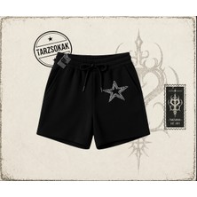 Tarzsokak Unisex Star Stroke Unisex Şort Beyaz