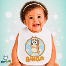 Ghostbastır Design Bluey Keten Bebek Mama Önlüğü – Yumuşak, Emici, Yıkanabilir, Özel Tasarım P016