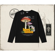 Tarzsokak Unisex Sunny Sunday Biskilet Yaka  Long Sleeve Beyaz