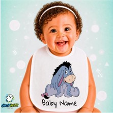 Ghostbastır Design Kişiye Özel Eeyore Keten Bebek Mama Önlüğü – Yumuşak, Emici, Yıkanabilir, Özel Tasarım P082