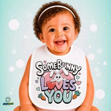 Ghostbastır Design Tavşanlı Keten Bebek Mama Önlüğü – Yumuşak, Emici, Yıkanabilir, Özel Tasarım P193