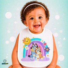 Ghostbastır Design Bluey Keten Bebek Mama Önlüğü – Yumuşak, Emici, Yıkanabilir, Özel Tasarım P015