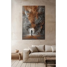 Soyut Bulut ve Insan Silüeti Baskılı Cam Tablo – Modern Sanat Uv Baskı Dekoratif Duvar Tablosu