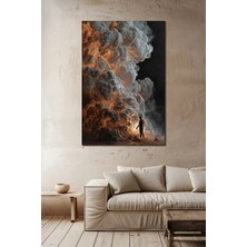 Bulut Fırtınası Insan Silüeti Baskılı Cam Tablo – Dramatic Modern Sanat Uv Baskı