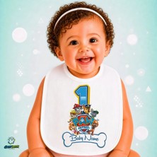 Ghostbastır Design Kişiye Özel Paw Patrol Keten Bebek Mama Önlüğü – Yumuşak, Emici, Yıkanabilir, Özel Tasarım P100