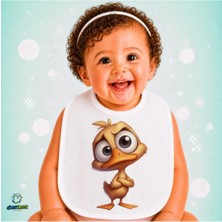 Ghostbastır Design Ördekli Keten Bebek Mama Önlüğü – Yumuşak, Emici, Yıkanabilir, Özel Tasarım P144