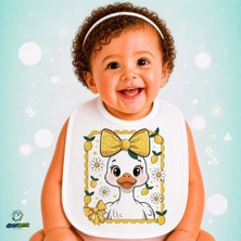Ghostbastır Design Sevimli Ördek Keten Bebek Mama Önlüğü – Yumuşak, Emici, Yıkanabilir, Özel Tasarım P172