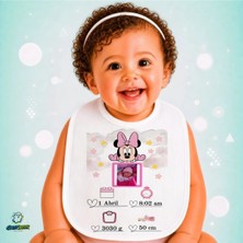 Ghostbastır Design Kişiye Özel Minnie Mouse Keten Bebek Mama Önlüğü – Yumuşak, Emici, Yıkanabilir, Özel Tasarım P093