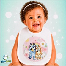Ghostbastır Design Bluey Keten Bebek Mama Önlüğü – Yumuşak, Emici, Yıkanabilir, Özel Tasarım P017