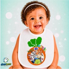 Ghostbastır Design Zootropolis Nick ve Judy Keten Bebek Mama Önlüğü – Yumuşak, Emici, Yıkanabilir, Özel Tasarım P215
