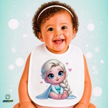 Ghostbastır Design Elsa Keten Bebek Mama Önlüğü – Yumuşak, Emici, Yıkanabilir, Özel Tasarım P053