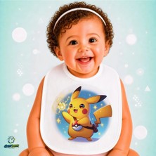 Ghostbastır Design Pikachu Keten Bebek Mama Önlüğü – Yumuşak, Emici, Yıkanabilir, Özel Tasarım P156