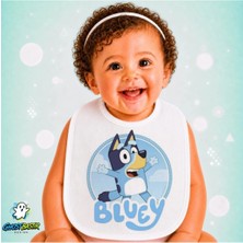 Ghostbastır Design Bluey Keten Bebek Mama Önlüğü – Yumuşak, Emici, Yıkanabilir, Özel Tasarım P019