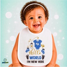 Ghostbastır Design Burada Yeniyim Keten Bebek Mama Önlüğü – Yumuşak, Emici, Yıkanabilir, Özel Tasarım P030