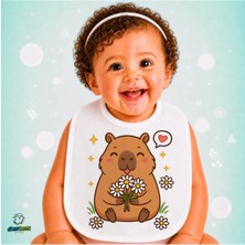 Ghostbastır Design Capybara Keten Bebek Mama Önlüğü – Yumuşak, Emici, Yıkanabilir, Özel Tasarım P031