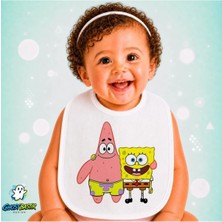 Ghostbastır Design Sünger Bob ve Patrick Keten Bebek Mama Önlüğü – Yumuşak, Emici, Yıkanabilir, Özel Tasarım P182
