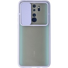 Marsilyan™- Xiaomi Redmi Note 8 Pro Kılıf Palm Buzlu Kamera Sürgülü Silikon - Lila
