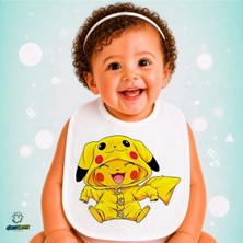 Ghostbastır Design Pikachu Keten Bebek Mama Önlüğü – Yumuşak, Emici, Yıkanabilir, Özel Tasarım P157