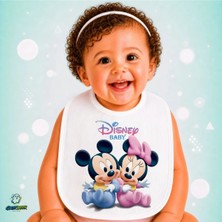 Ghostbastır Design Mickey ve Minnie Keten Bebek Mama Önlüğü – Yumuşak, Emici, Yıkanabilir, Özel Tasarım P134