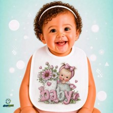Ghostbastır Design Bebekli Keten Bebek Mama Önlüğü – Yumuşak, Emici, Yıkanabilir, Özel Tasarım P010