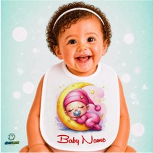 Ghostbastır Design Kişiye Özel Uyuyan Bebek Keten Bebek Mama Önlüğü – Yumuşak, Emici, Yıkanabilir, Özel Tasarım P113