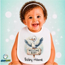 Ghostbastır Design Kişiye Özel Hoşgeldin Keten Bebek Mama Önlüğü – Yumuşak, Emici, Yıkanabilir, Özel Tasarım P084