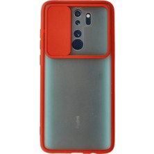 Marsilyan™- Xiaomi Redmi Note 8 Pro Kılıf Palm Buzlu Kamera Sürgülü Silikon - Kırmızı