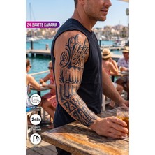 BP Tattoo 24 Saatte Kararan Tam Kol Geçici Dövme Sokak Stili Chicano Kaligrafi Suya Dayanıklı