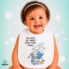 Ghostbastır Design Şirinler Keten Bebek Mama Önlüğü – Yumuşak, Emici, Yıkanabilir, Özel Tasarım P189