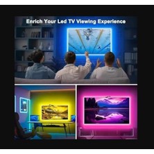 Amber LED Ambilight Tv Arkası Şerit LED 5 Metre, Kameralı Ekran Renk Senkronizasyonu, Rgb-Ic Akıllı Ambiyans Aydınlatma, App/kumanda Kontrollü, 75 Inç Tv Uyumlu (Usb 5V)