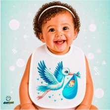 Ghostbastır Design Uçan Leylek Keten Bebek Mama Önlüğü – Yumuşak, Emici, Yıkanabilir, Özel Tasarım P201