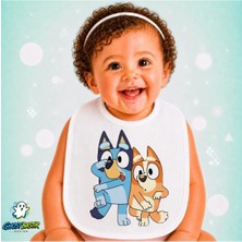 Ghostbastır Design Bluey Keten Bebek Mama Önlüğü – Yumuşak, Emici, Yıkanabilir, Özel Tasarım P024