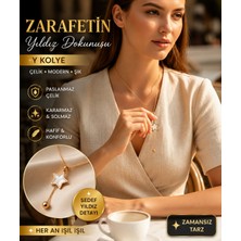 Nior Lifestyle Sedef Yıldız Kolye, Altın Kaplama Y Kolye, Vintage Lariat Kolye, Minimalist Yıldız Uçlu Zincir, Kadın Hediye